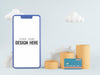 Free Blank Screen Smart Phone Mockup With Credit Card And Coins Psd