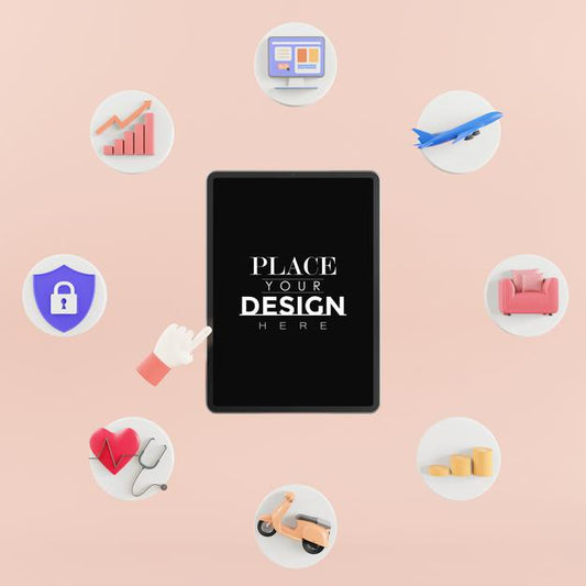 Free Blank Screen Smart Phone Mockup With Differentes Elementes Psd