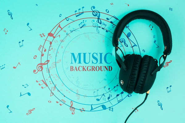 Free Blue Background With Musical Notes Psd