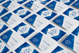 Free Blue Business Card Mockup On Floor Psd