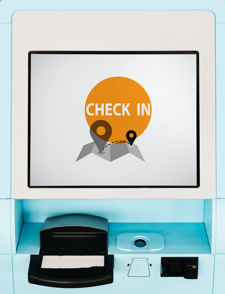 Free Blue Flight Check-In Kiosk Screen Mockup