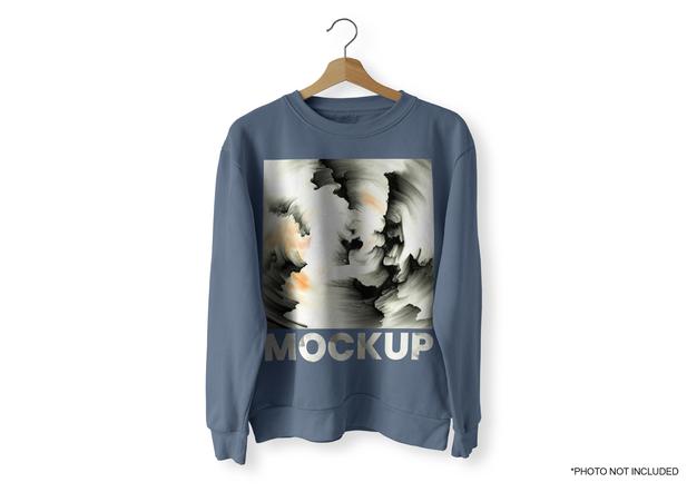 Free Blue Front Sweater Mockup Psd