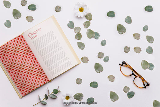 Free Book And Leaves Mockup Psd