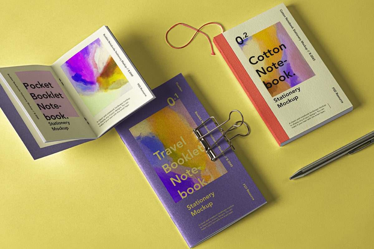 Free Booklet Notebook Psd Mockup Set