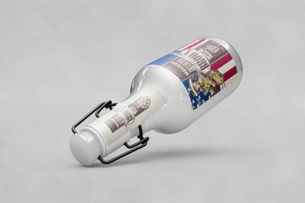Free Bottle Mockup With Usa Flag Psd