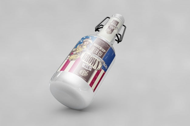 Free Bottle Mockup With Usa Flag Psd