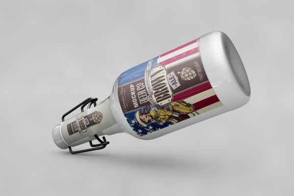 Free Bottle Mockup With Usa Flag Psd