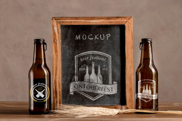 Free Bottles Of Beer With Oktoberfest Frame Psd