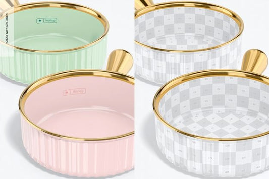 Free Bowls With Handle Mockup, Close Up Psd