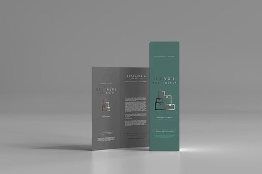 Free Box With Bi-Fold Brochure Mockup Psd