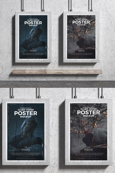 Free Branding Glued Paper Posters Mockup Psd