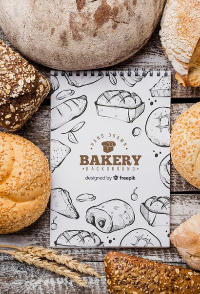 Free Bread And Notebook Mock-Up Psd