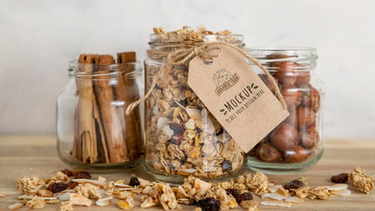 Free Breakfast Cereals Assortment With Tag Mock-Up Psd