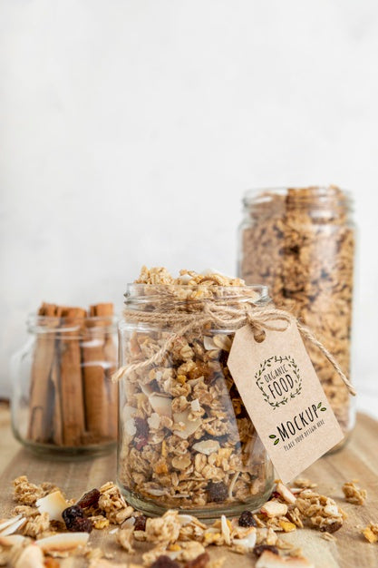 Free Breakfast Cereals With Tag Mock-Up Psd