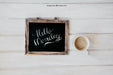Free Breakfast Mockup With Slate And Mug Psd