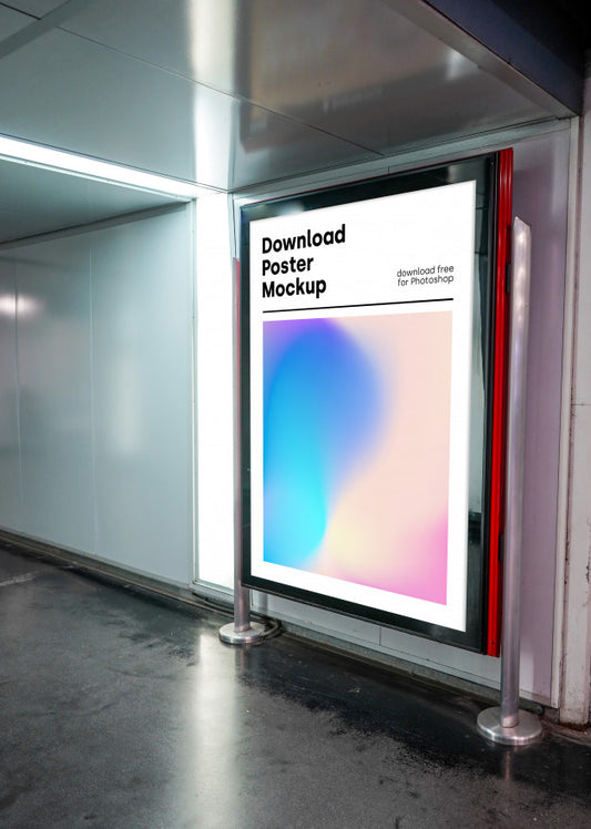 Free Bright Billboard Mockup In Underground Psd
