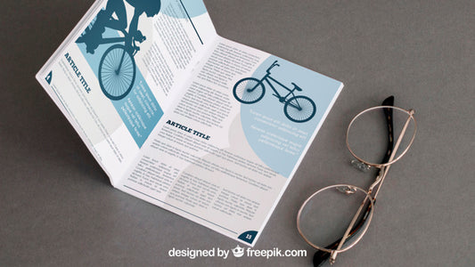 Free Brochure Mockup With Glasses Psd