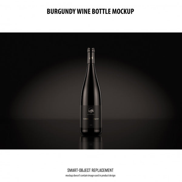 Free Burgundy Wine Bottle Mockup Psd