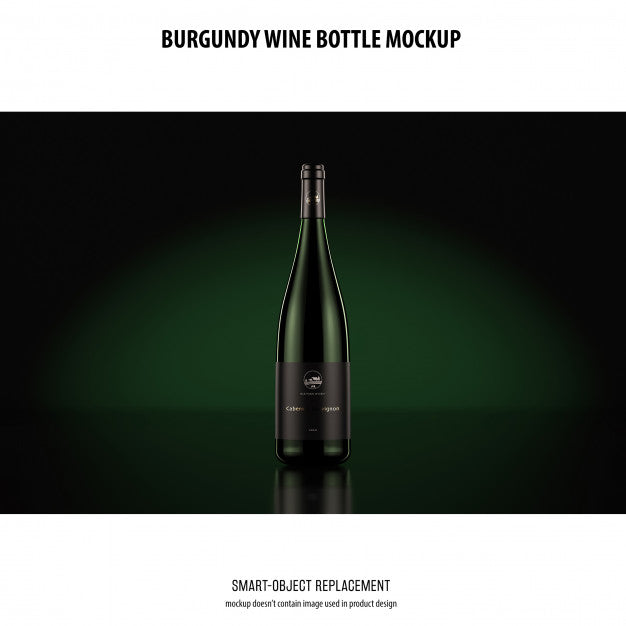 Free Burgundy Wine Bottle Mockup Psd