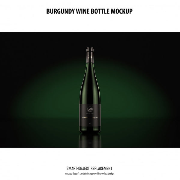 Free Burgundy Wine Bottle Mockup Psd