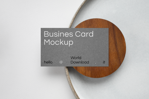 Free Business Card On Plate Psd Mockup