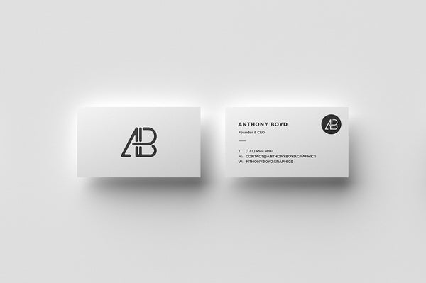 Free Business Card Top View Mockup