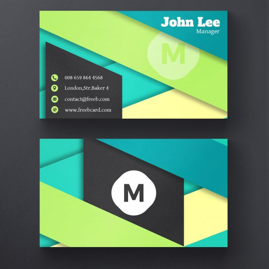 Free Business Card With Geometric Ribbons Psd