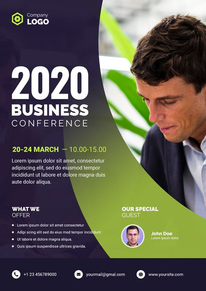 Free Business Conference Poster With Businessman Psd