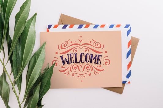 Free Card And Envelope Mockup With Nature Concept Psd