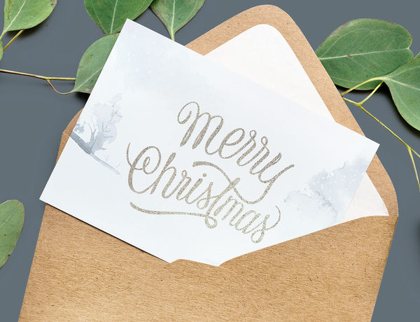 Free Card In An Envelope Mockup With Leaves In The Background