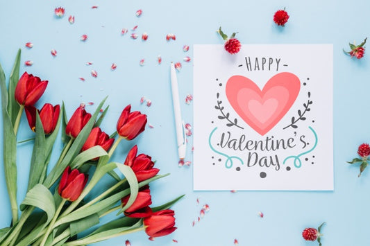 Free Card Mockup With Floral Valentines Day Concept Psd