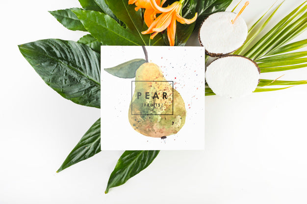 Free Card Mockup With Tropical Summer Concept Psd