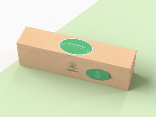 Free Cardboard Box With Sticker Mock Up Psd