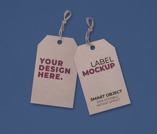 Free Cardboard Label On Blue Surface Mockup Psd