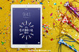 Free Carnival Mockup With Tablet And Confetti Psd