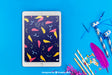 Free Carnival Mockup With Tablet Psd