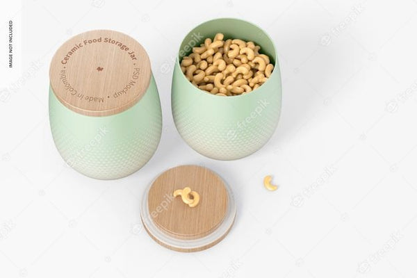 Free Ceramic Food Storage Jars Mockup, Opened And Closed Psd