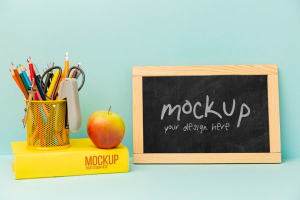 Free Chalkboard Frame And Apple With Mock-Up Psd