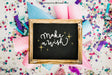Free Chalkboard Mockup With Birthday Design Psd
