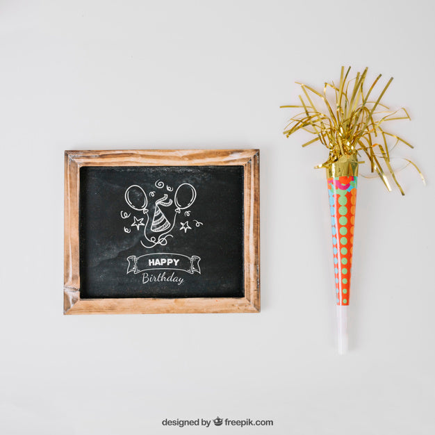 Free Chalkboard Mockup With Birthday Design Psd