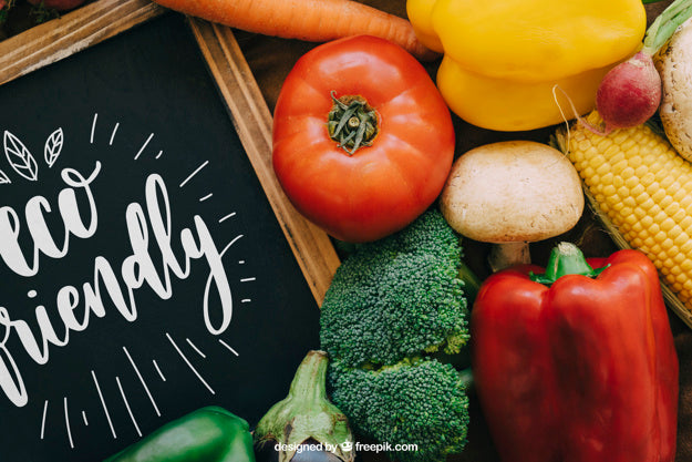 Free Chalkboard Mockup With Vegetable Designs Psd