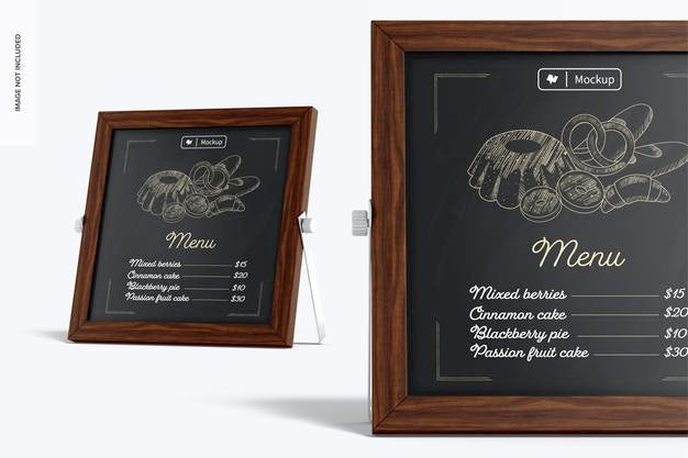 Free Chalkboard Reversible Menus Mockup, Close Up Psd