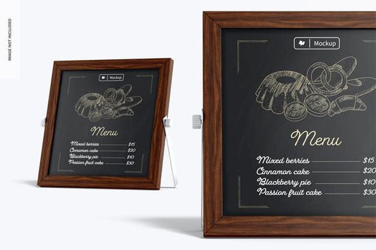 Free Chalkboard Reversible Menus Mockup, Close Up Psd
