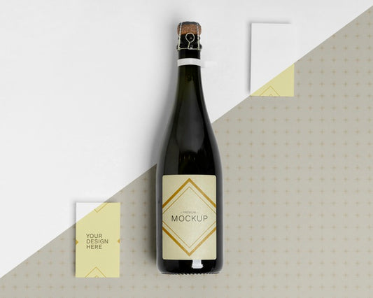Free Champagne Bottle Mock-Up Happy New Year Psd