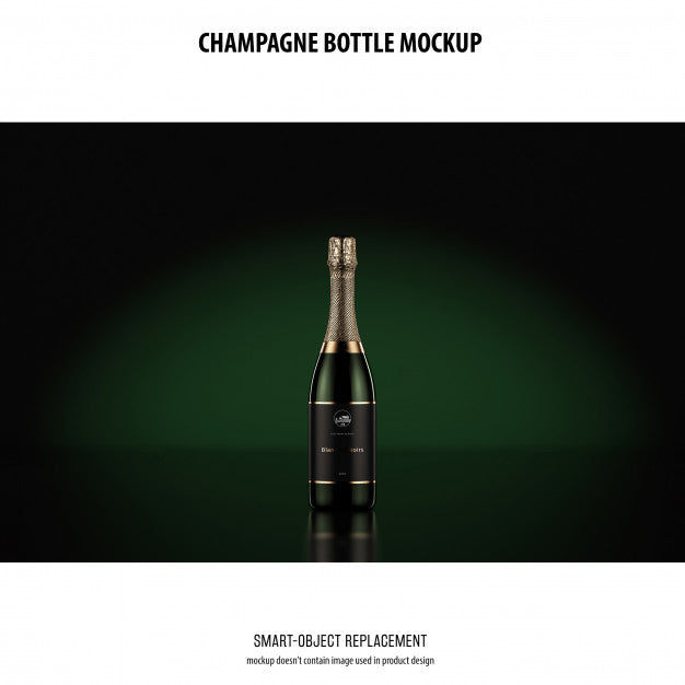 Free Champagne Bottle Mockup Psd