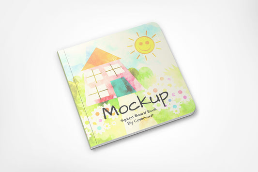 Free Children’S Square Board Book Mockup Flat