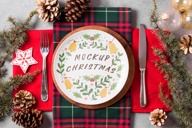 Free Christmas Food Concept Mock-Up Psd