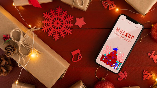 Free Christmas Mock-Up Top View Psd