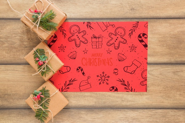 Free Christmas Mockup With Cover Or Letter Psd