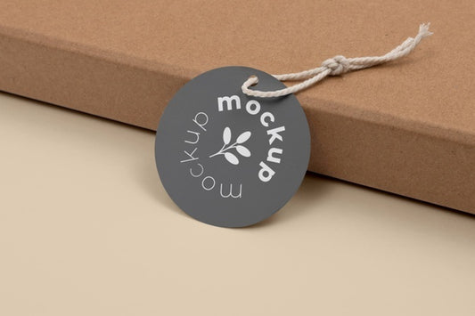 Free Circle Shaped Tag Price Mockup Psd